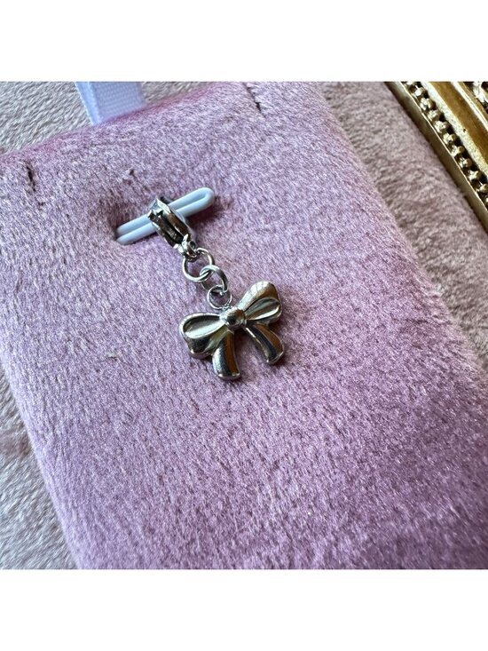 Handmade Jewelry - Stainless Steel Bow Charm With Lobster Clasp - Hypoallergenic Waterproof